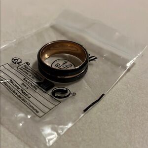 Stylish Tungsten-Carbide Ring with Rose Gold Inlay